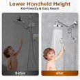 thumbnail image 5 of BRIGHT SHOWERS Rain Shower Head with Handheld Spray Built-in Power Wash, High Pressure Dual Shower Head with Height Adjustable Extension Arm, 3-Way Diverter, 9 Settings Handheld, 69” Long Hose, Chrome, 5 of 5
