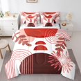 thumbnail image 1 of Ensemble de Literie Boho Mid-Century 7 Pcs Lit Complet en Sac Géométrique Abstrait Moderne Minimaliste, Ensemble de Draps Art Géométrique avec Couette Cercle Graphique Ombré Rayures Décoration de Chambre, Rouge, 1 of 1