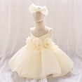 thumbnail image 2 of WEAIXIMIUNG Robes Florales Courtes pour Adolescentes, Robe de Fête Sans Manches, Couleur Unie, Robe de Fête d'Anniversaire avec Bandeau, 2 of 4