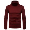 thumbnail image 1 of Men Casual Solid Turtleneck Long Sleeve Blouse Pullover Base Shirt Blouse, 1 of 1