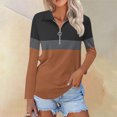 thumbnail image 2 of Plebaso Chemises à Manches Longues pour Femmes à Blocs de Couleur Quart Zip Hauts Décontractés Col Pull Blouses pour Femmes, 2 of 7