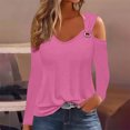 thumbnail image 2 of Yuyuzo Womens Tunic Tops Cold Shoulder Long Sleeve Shirts Loose Solid Color Lightweight Tee Tops, 2 of 5
