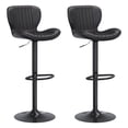 thumbnail image 3 of Walsunny Adjustable Bar Stools Set of 2 Leather Upholstered Swivel Counter Stools Counter Height Bar Stools with Large Base, Room Bar, Black, 3 of 5