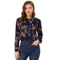 thumbnail image 1 of INSPIRE CHIC Women's Ruffle Collar Long Sleeve Button Down Floral Shirt, 1 of 6