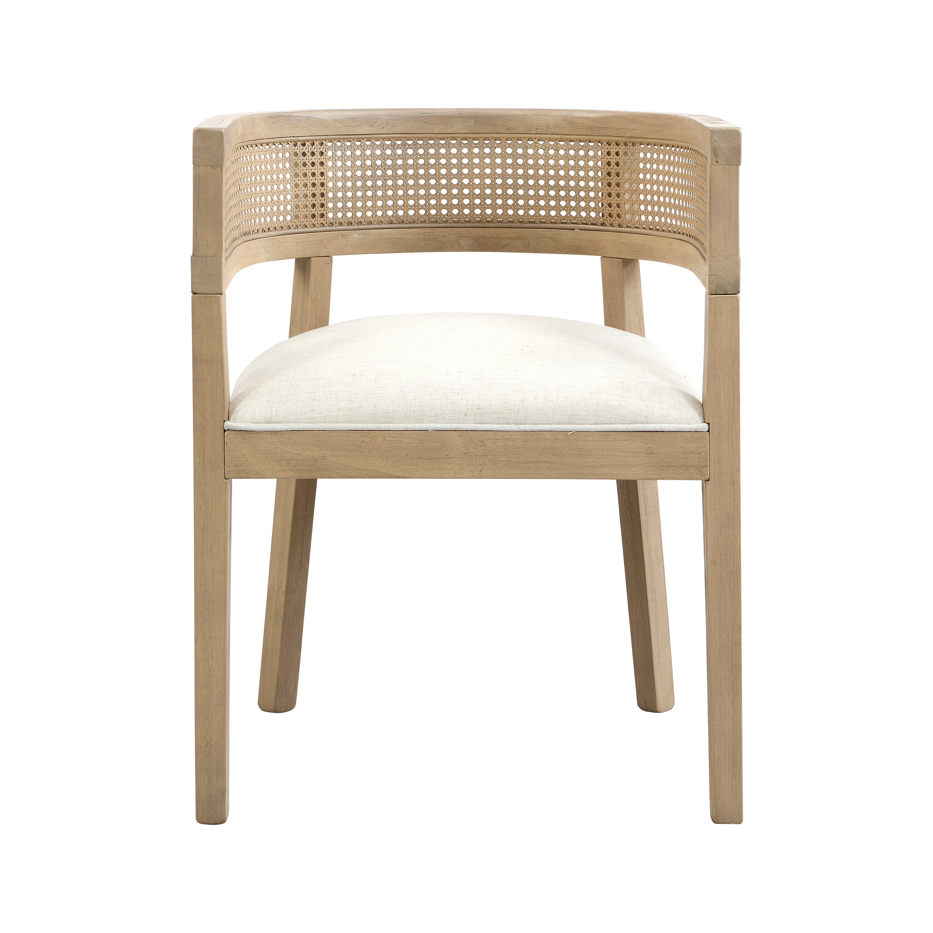 Ensemble de 2 chaises de salle à manger Noble House, dossier rond en rotin, beige et naturel Frêne