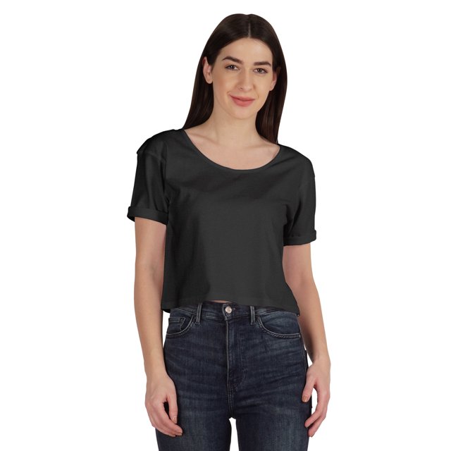 Inkmeso Regular Street Style Crop Top Scoop Neck Tee For Womens Cotton Tshirt