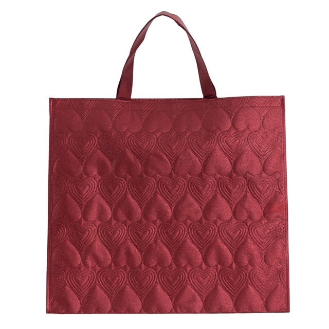 Walmart Large Quilted Reusable Shopping Bag, Grocery Tote Bag, Burnt Red