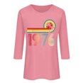 thumbnail image 2 of Uootdi Hauts pour Femmes Manches 3/4 Col Ras du Cou 1976 Imprimé Arc-en-Ciel Rétro Coupe Décontractée T-Shirts Nostalgiques pour Escapade d'Été Cadeau, 2 of 4