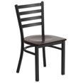 thumbnail image 1 of HERCULES Series Black Ladder Back Metal Restaurant Chair - Walnut Wood Seat, 1 of 9