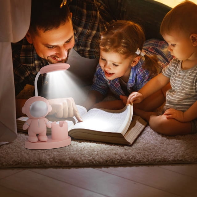 Mefallenssiah New Astronaut Pencil Sharpener Table Lamp Rechargeable Desktop Cartoon Astronaut Pen Holder Small Table Lamp Children'S Gift