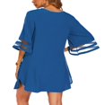 thumbnail image 3 of Robe de Plage pour Femmes, Cache-Maillot Ample à Boutons, Manches 3/4, Col en V, Chiffon, Couleur Unie, Robe d'Été, 3 of 5