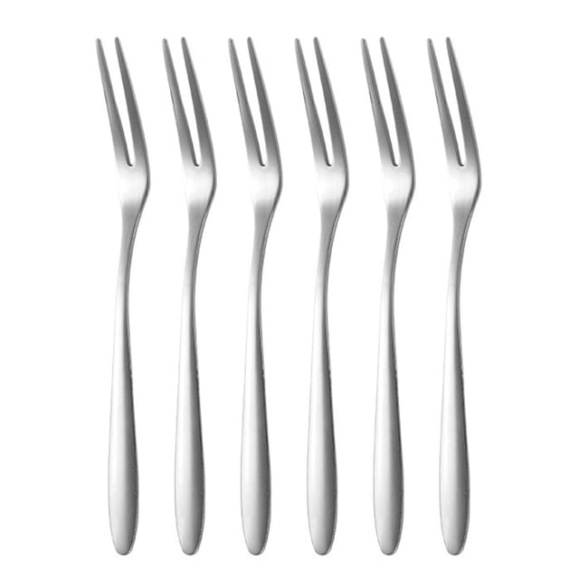 6Pcs Stainless Steel Fruit Forks Mini Food Pick Cake Desserts Sushi Snack Sticks