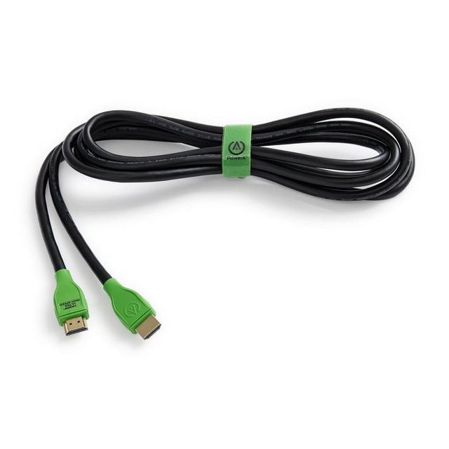 PowerA Ultra High Speed HDMI Cable for Xbox Series X|S, 10-foot black cable with green HDMI connectors and cable tie, supporting 4K 120Hz, 8K 60Hz, dynamic HDR, and eARC for optimal home audio and video performance.