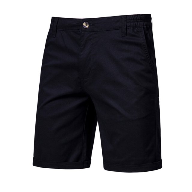 Yuzhih Summer Shorts for Men Slim Stretch Twill Flat Front Shorts Basic Solid Color Lounge Shorts with Pockets