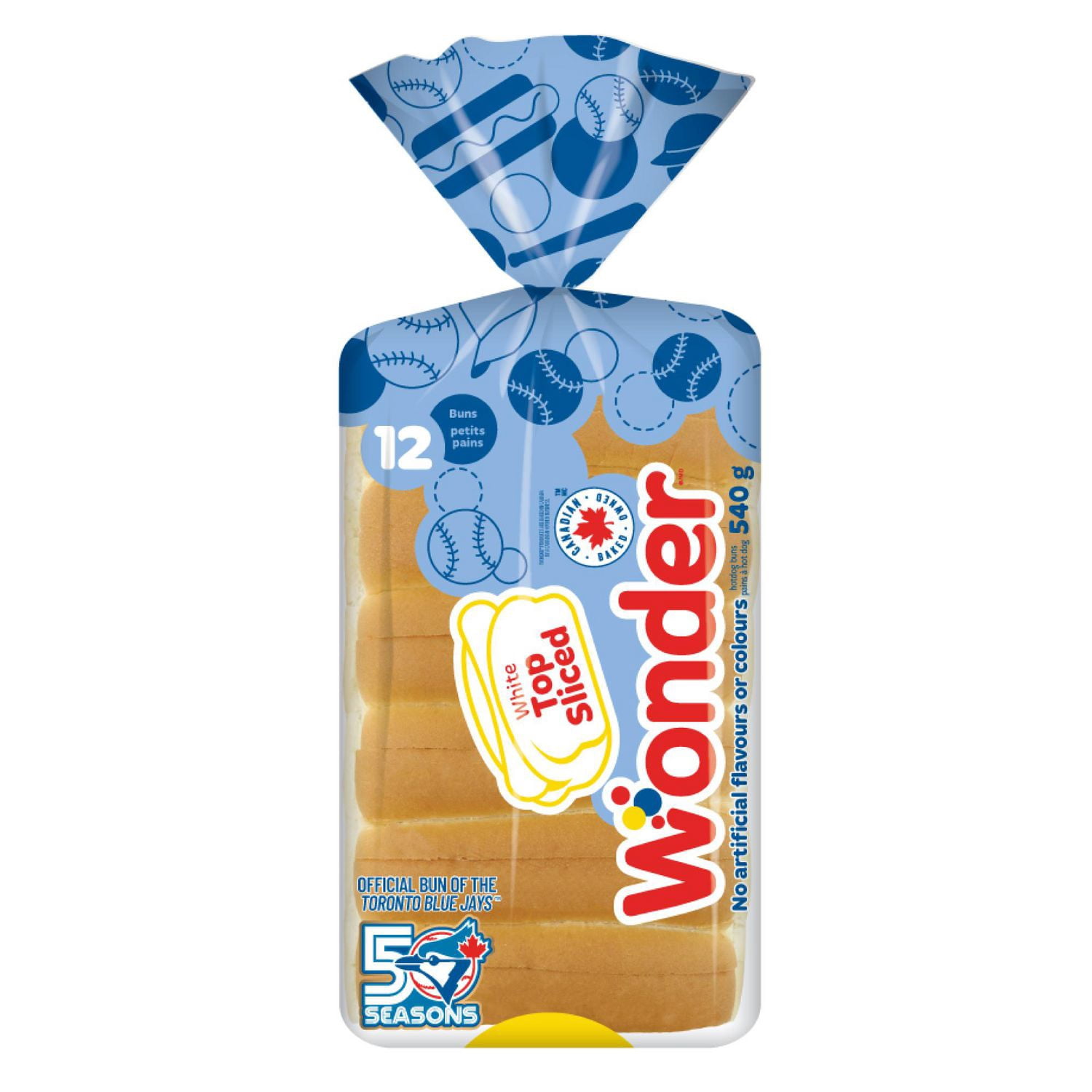 Wonder White Topslice Hotdog Buns, No Artificial Flavours or Colours, 12 Count, 504 g