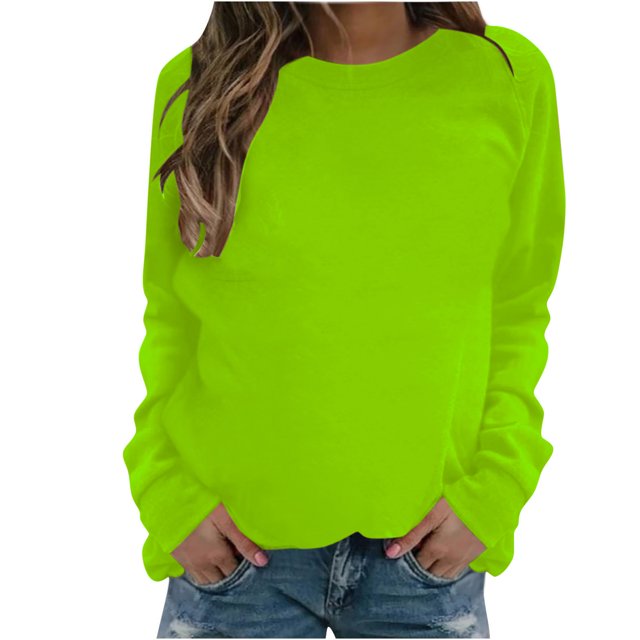Pisexur Chandails en Molleton pour Femmes Couleur Unie Col Rond Chandail en Molleton Manches Longues Chandail Basique Chandails en Molleton Décontractés Amples Surdimensionnés pour Femmes Chandails en Molleton d'Automne