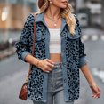 thumbnail image 2 of PEZHADA Womens Shacket Jacket New Leopard Print Button Long Sleeve Jacket Shirt Coat with Pocket Blue, 2 of 6