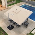 thumbnail image 2 of PURPLE LEAF 9 x 12FT Deluxe Rectangular Patio Umbrella with Base, Large Offset Cantilever Umbrella with 360° Rotation, Beige, 2 of 15