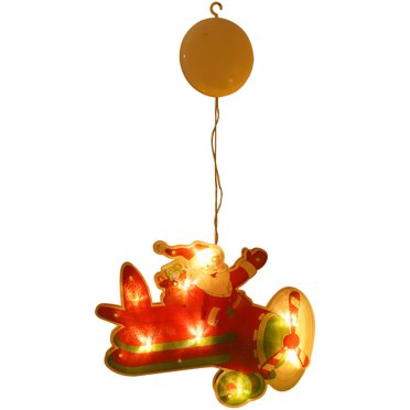 Lumières de Décoration de Fenêtre de Noël à Piles avec Montage à Ventouse Ampoules DEL Blanc Chaud pour Affichage des Fêtes Intérieur Extérieur