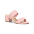 thumbnail image 1 of BLISSFUL STEP Women's Shoes Dual Straps Mid Chunky Heel Slide Sandals Light Pink 7.5, 1 of 8