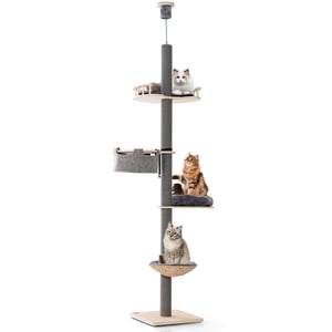 Gymax 5-Tier Sol jusqu'à l'arbre de chat plafonnier avec hamac ajustable de hauteur réglable & Lit