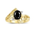 thumbnail image 1 of RYLOS Rings for Women 14K Yellow Gold Greek Key Designer Ring 9X7MM Gemstone & Diamond Ring October Onyx Jewelry  Size 10, 1 of 7
