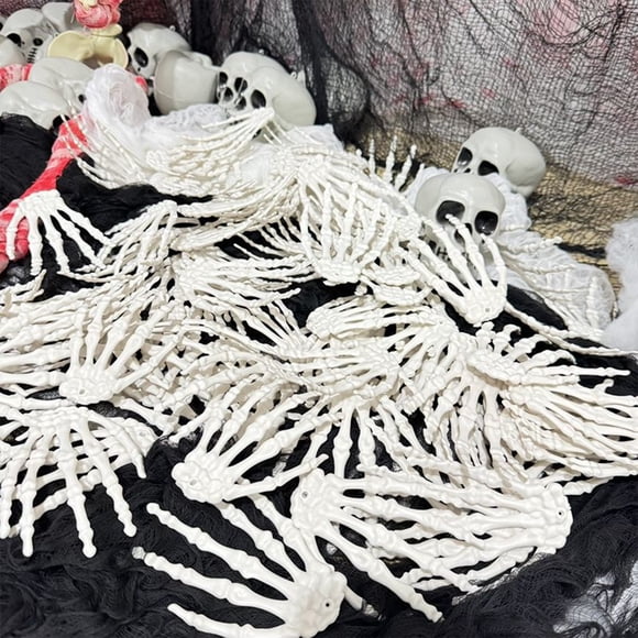 cpengpj Realistic Life-Size Plastic Halloween Skeleton Hand Decor White Broken Limb Prop for Party, Haunted House, Learning Tool