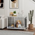 thumbnail image 2 of PawHut Meuble pour Cage de Chien, Table d'Appoint pour Chenil avec Coussin Lavable, Gris, 2 of 10