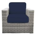 thumbnail image 1 of Living Source Chaise de Patio Intérieure en Osier / Rotin avec Coussins, Gris/marine, 1 of 4