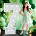 thumbnail image 1 of Marquee Numbers 7, 4FT White Light Up Numbers, Large 7th Birthday Decorations Number for Boy Girl Party Backdrop Balloon Arch Decor, 4 feet Tall Mosaic Marquee Sign Pre-Cut Foam Board Kit, 1 of 6