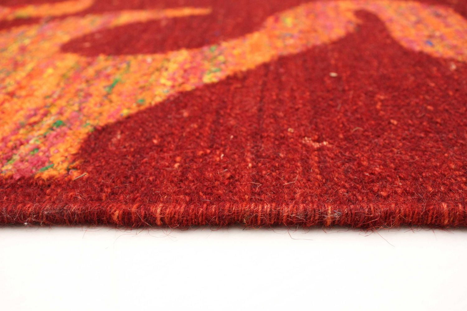 ECARPETGALLERY 5'4" x 7'6" Flat-weaves & Kilims Sari Silk Hand Made Area Rug for Living Room, Dining Room and Bedroom in Red