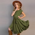thumbnail image 2 of Kcodviy Robe Rockabilly Unie Courte en Tulle Robe Enfants Robes de Fête Rétro Robes pour Grands Enfants Petites Vêtements Vintage Manche Fracks pour Filles Évasée 712Y Robes Filles Volants Robes Filles, 2 of 7
