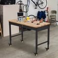 thumbnail image 3 of EDTara Établi de Garage avec Tiroir, Table de Travail en Bois d'Hévéa 48x24 Pouces à Hauteur Réglable avec Roues et Prise de Courant Intégrée, 3 of 7