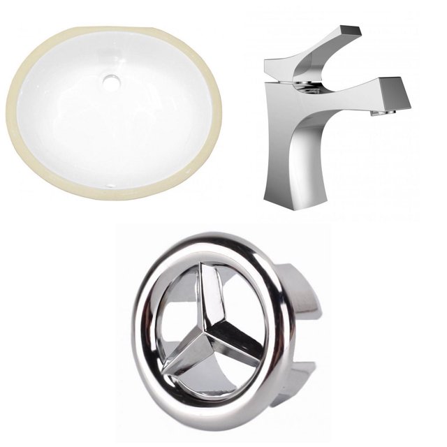 American Imaginations 19.5-in. W Oval Bathroom Undermount Sink Set In White - Chrome Hardware AI-26603