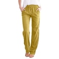 thumbnail image 1 of Plus Size Solid Straight Leg Pants for Women High Waist Comfortable Elastic Drawstring Casual Trousers, 1 of 5
