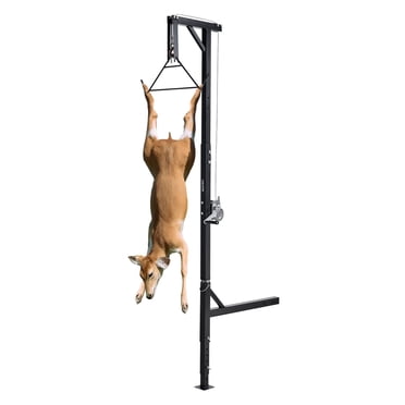 VEVOR Truck Hitch Game Hoist, 600 lbs Load Capacity, Hunting Deer Hoist with 2-inch Receiver, 360-Degree Swivel Shaft & Adjustable Height, Includes Gambrel Winch for Skinning & Cleaning Game