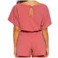 thumbnail image 2 of TIMIFIS Women's Summer Jumpsuit Belted Keyhole Back Short Sleeve Solid Color Jumpsuit on, 2 of 6