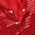 thumbnail image 5 of TTAO Enfants Paillettes Hip-Hop Jazz Danse de Rue Costume de Performance Garçons Filles Gilet à Boutons Veste Haut Rouge 130, 5 of 5