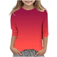 thumbnail image 1 of Splozh Chandail à Manches Longues pour Tout-Petit Fille Décontracté Col Rond T-Shirt à Manches Trois Quarts Régulier Basique Haut à Manches 3/4 Rouge, 4-5 Ans, 1 of 4