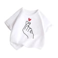 thumbnail image 3 of PMVFHDE Hauts Tube pour Filles T-Shirt à Manches Courtes pour Fille T-Shirt pour Fille T-Shirt Mignon pour Filles Hauts pour Fille Enfant T-Shirt Graphique Mignon à Col Rond à Manches Courtes T-Shirt d'Été Décontracté Blanc, 9-10 Ans, 3 of 5
