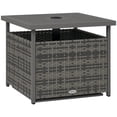 thumbnail image 1 of Outsunny Table Basse en Rotin avec Trou pour Parasol pour Cour Arrière Gris Mélangé, 1 of 10