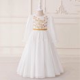 thumbnail image 2 of MKOSPLRT Robe Maxi Brodée à Manches Longues Bouffantes pour Filles Musulmanes, Robe de Fête Islamique Modeste pour Enfants 4-8 Ans, 2 of 9