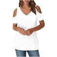 thumbnail image 2 of Soki Women's Off Shoulder Tee Clearance Blouses Short Sleeved V-Neck Fashionable Tops, 2 of 7