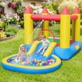 thumbnail image 2 of Gymax Inflatable Bounce House Kids Water Park Wet Dry w/ Splash Pool Water Slide & Bouncy Area Indoor Outdoor Jumping Castle, 2 of 10