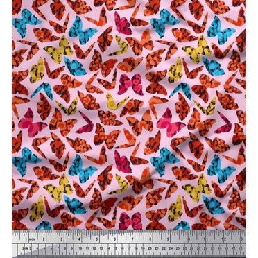 Soimoi Rayon Fabric Texture & Butterfly Fabric Prints by Yard 42 Inch Wide