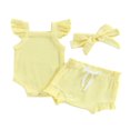 thumbnail image 1 of MesaSe Infant Baby Girl Summer Clothes Ribbed Ruffle Sleeveless Romper Drawstring Bloomer Shorts Headband Outfits Blue 0-3 Months, 1 of 7