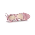 thumbnail image 4 of BLISSFUL STEP Edition Women Velvet Lace-Up Clear Block Heel Sandals Silky Pink 7, 4 of 8