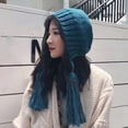 thumbnail image 4 of Autumn WInter Women Beanie Hat Braided Fringe Solid Color Ear Protection Dome Brimless Beanie Cap for Daily Wear, 4 of 10