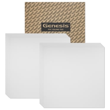 Genesis 2ft x 2ft White Border Fill Ceiling Tiles, Waterproof, Fire-Rated PVC, Pack of 12