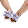 thumbnail image 4 of Baby Girls Sandals Stripe Solid Color Summer Flat Shoes Infant First Walkers, 4 of 9